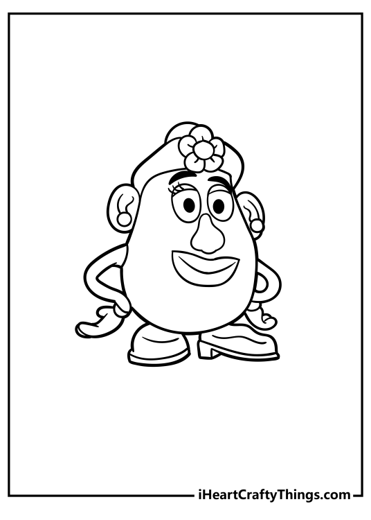 Coloring page for pre-schoolers capturing cute Toy Story character Mrs Potatohead