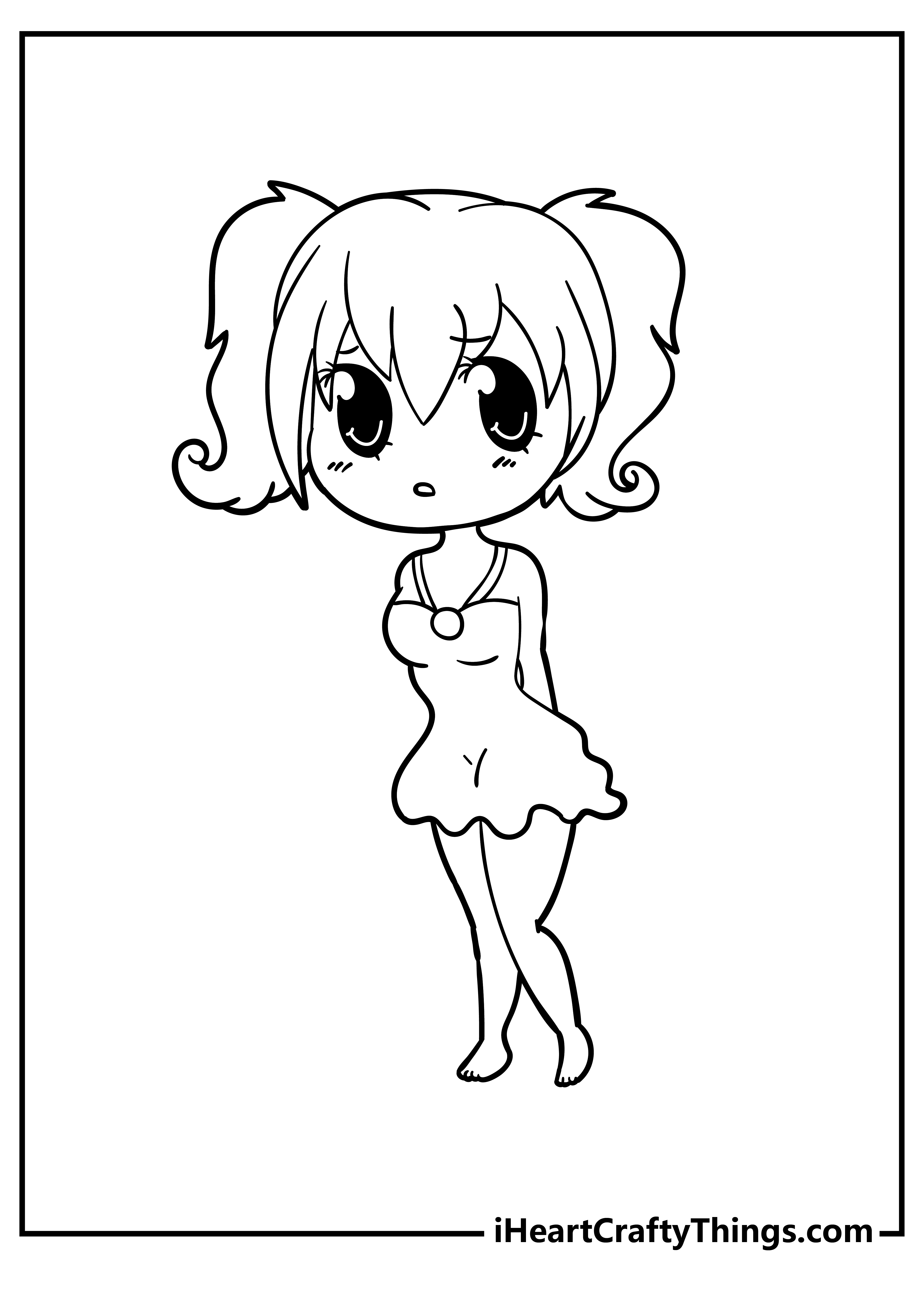 Sweet girl with pigtails cute coloring sheet for girls