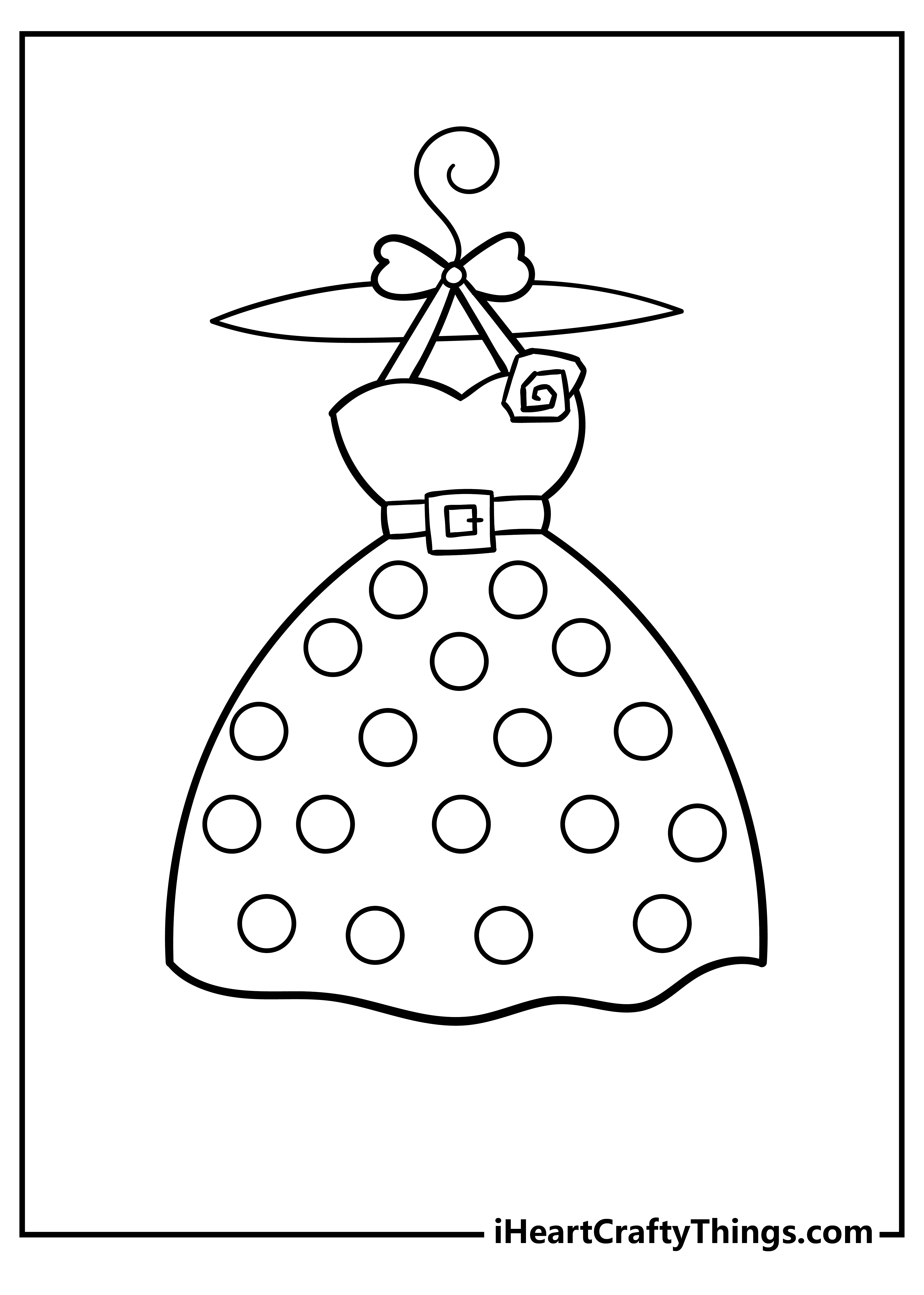 Polka dot dress on a hanger coloring page for girls