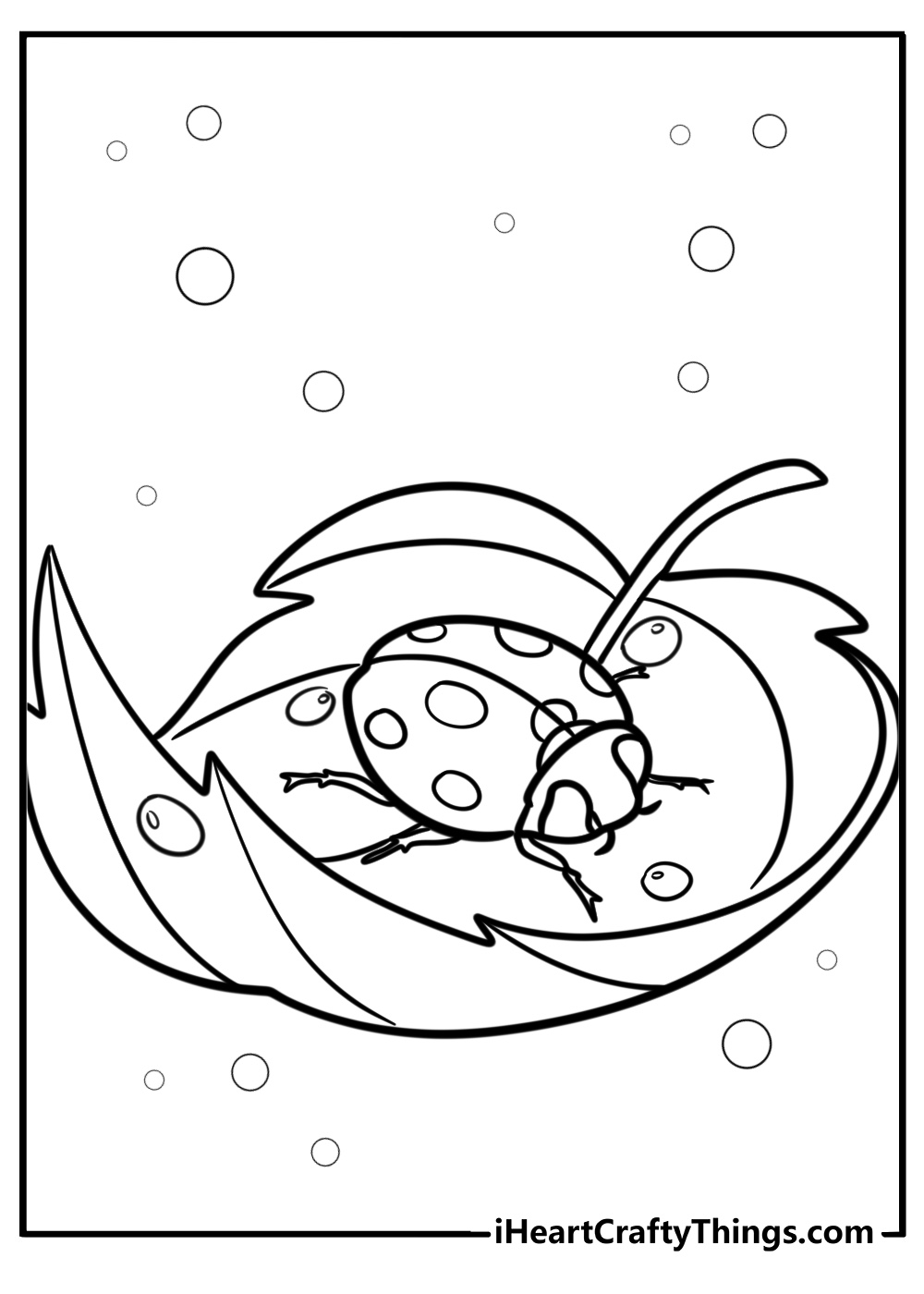 Cute ladybug on a leaf coloring page for kids Decembe