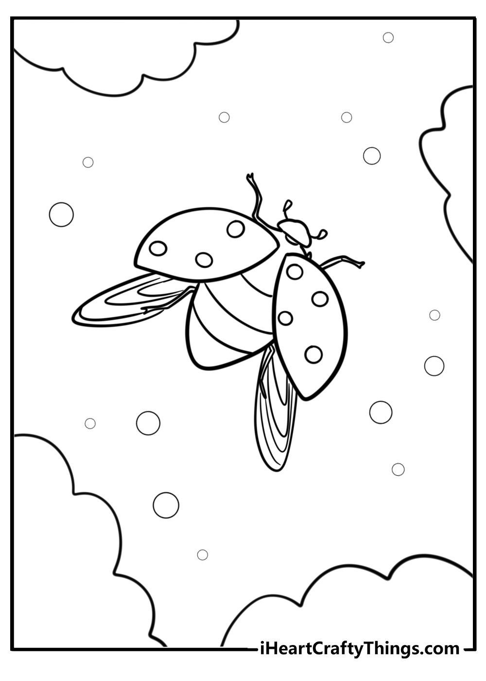 Ladybug flying with open wings printable sheet