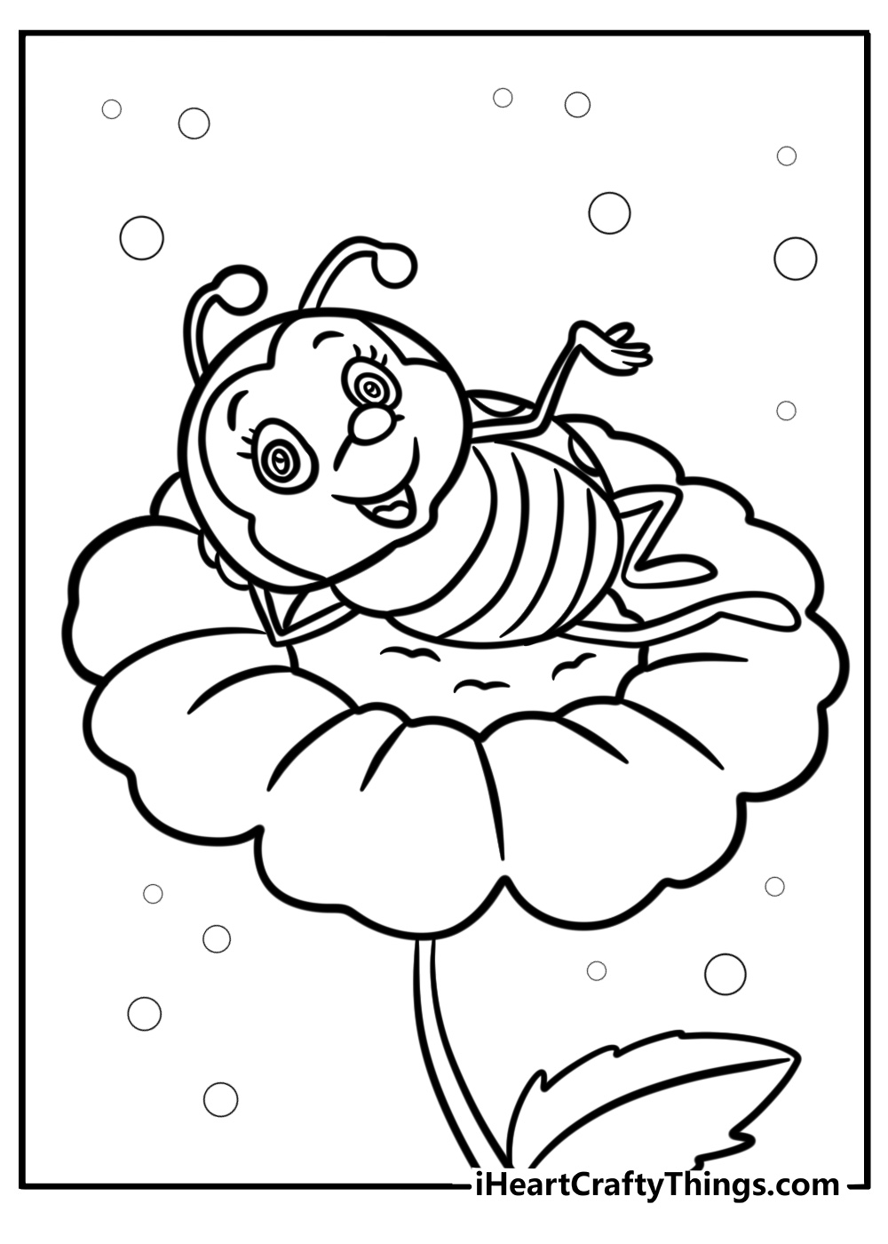 Ladybug resting on a daisy free printable page