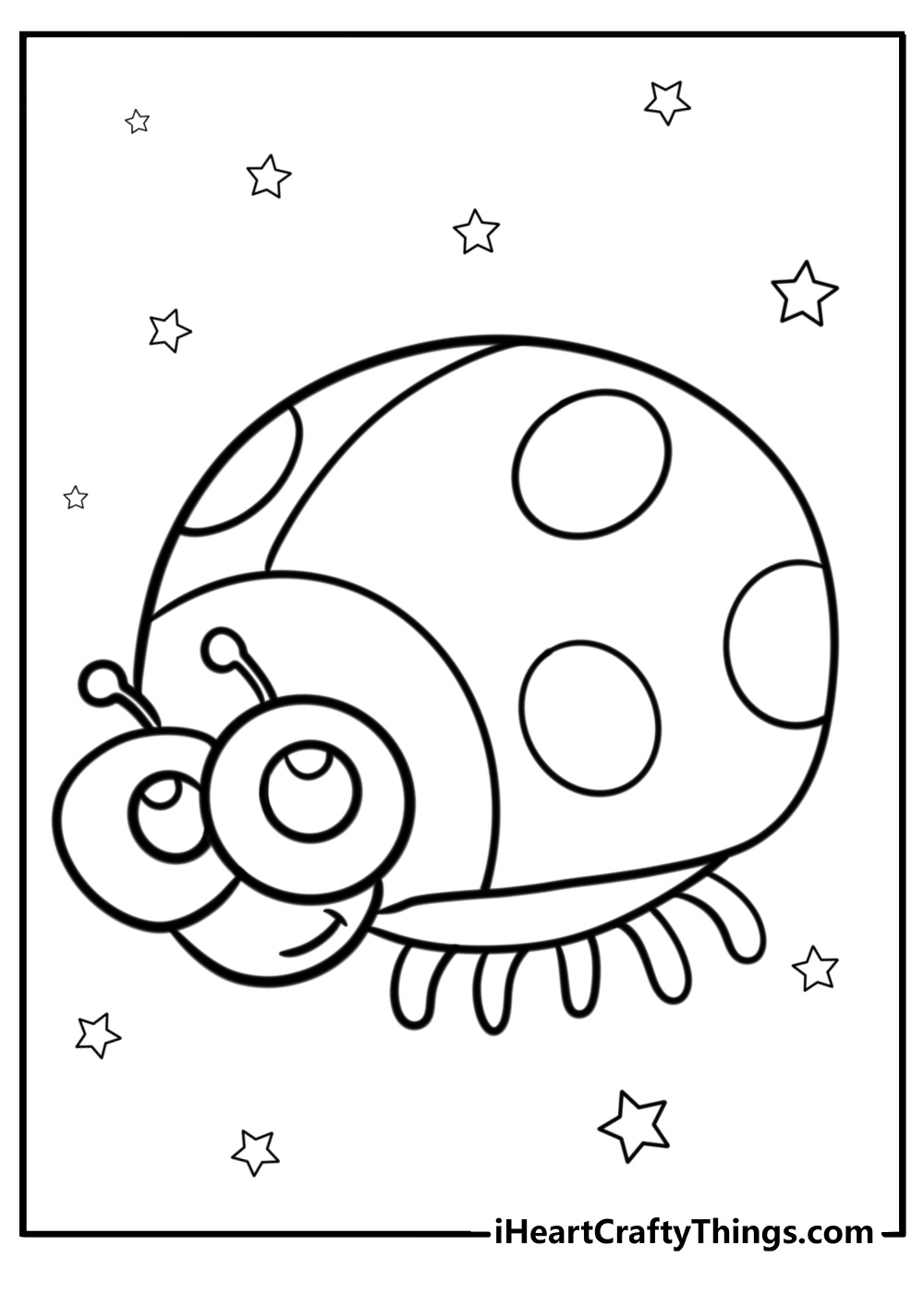 Ladybug with big spots coloring sheet to print