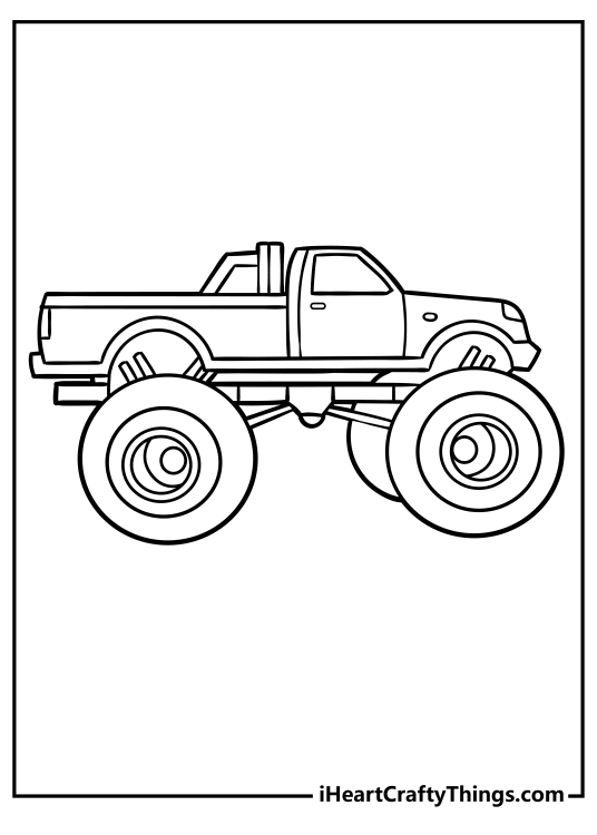 Printable coloring picture for pre-schoolers featuring Monster Truck with simple outlines