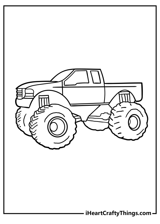 Free Monster Truck printable featuring realistically looking vehicle with big wheels