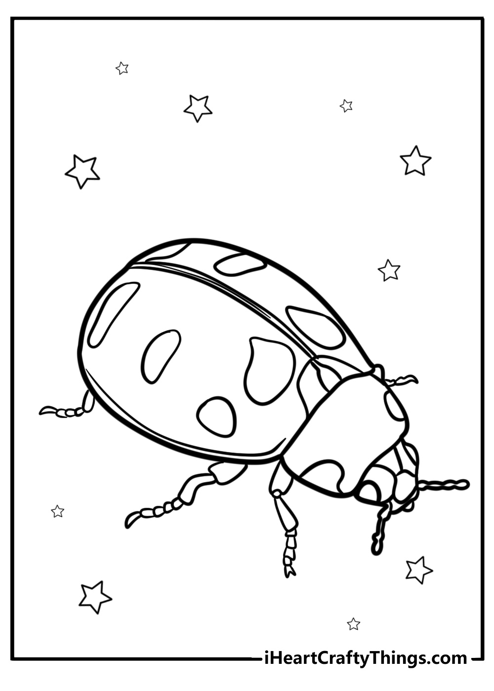 Realistic ladybug with detailed spots coloring sheet