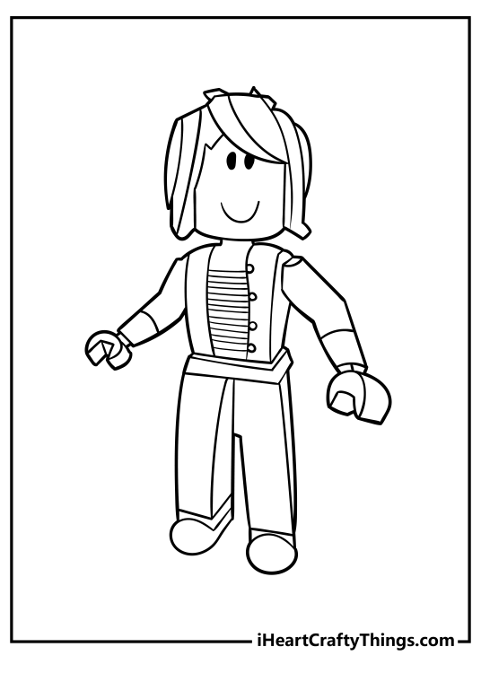 Free printable pdf depicting trendy female Robloxian wearing a simple yet stylish outfit