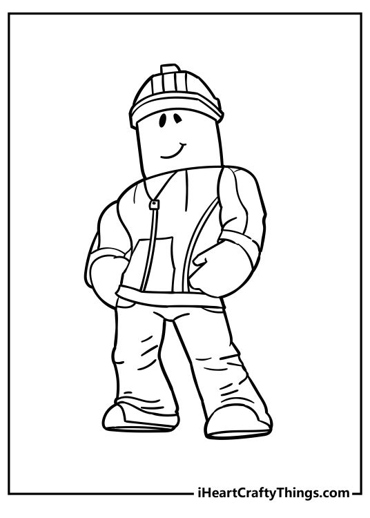 Free printable coloring image of a Roblox character dressed in a cool workers outfit