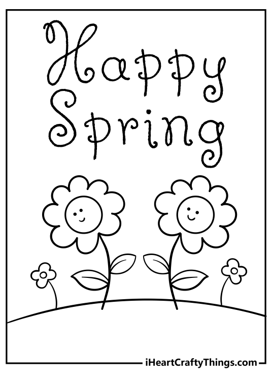 Happy Spring Flower Coloring Page Illustration Stock Vector (Royalty Free)  2261487469 | Shutterstock