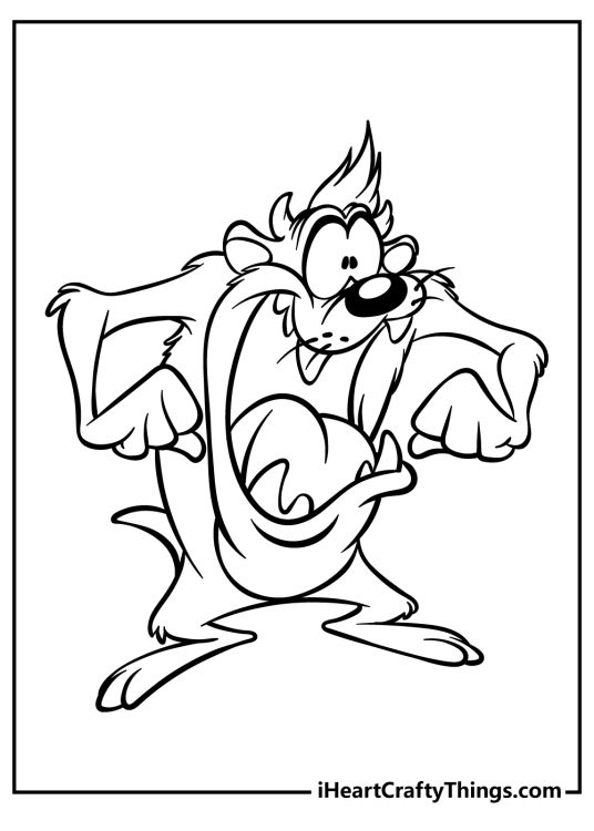 Looney Tunes coloring page for kids featuring well-known character the Tazmanian Devil