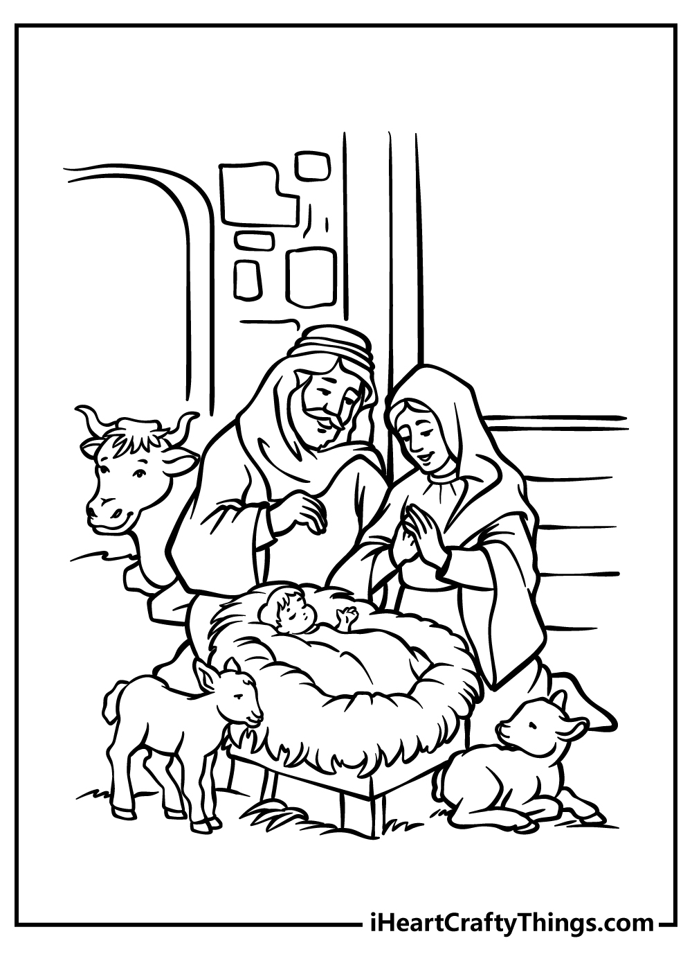 baby jesus in the stable coloring pages