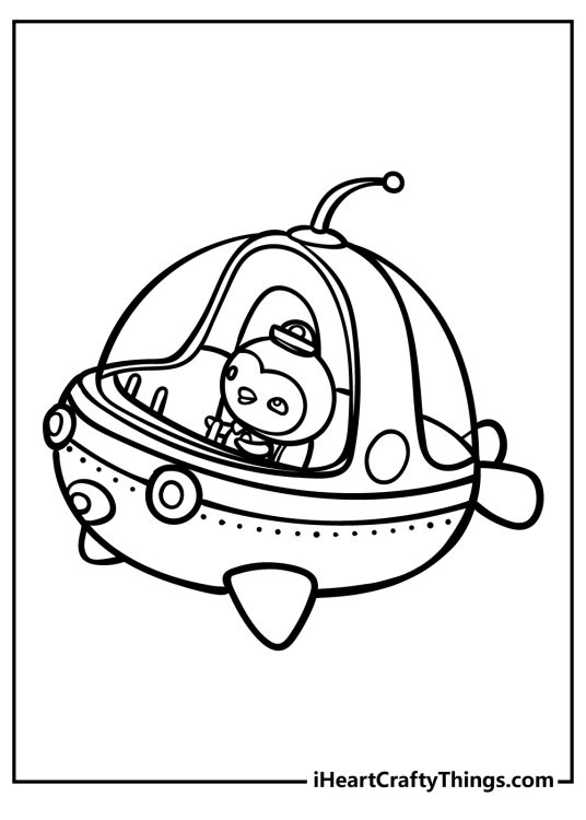 Octonauts coloring sheet featuring lovable Peso the penguin piloting his little submarine
