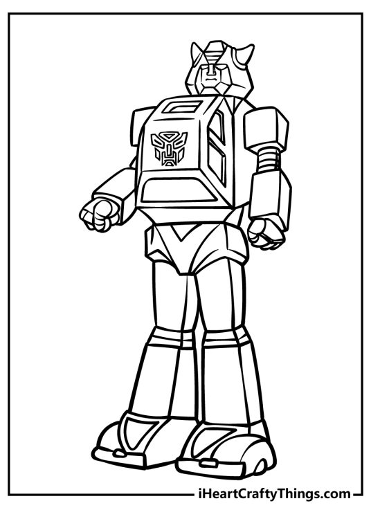 Transformers coloring sheet for kids presenting tough-looking character with two horns