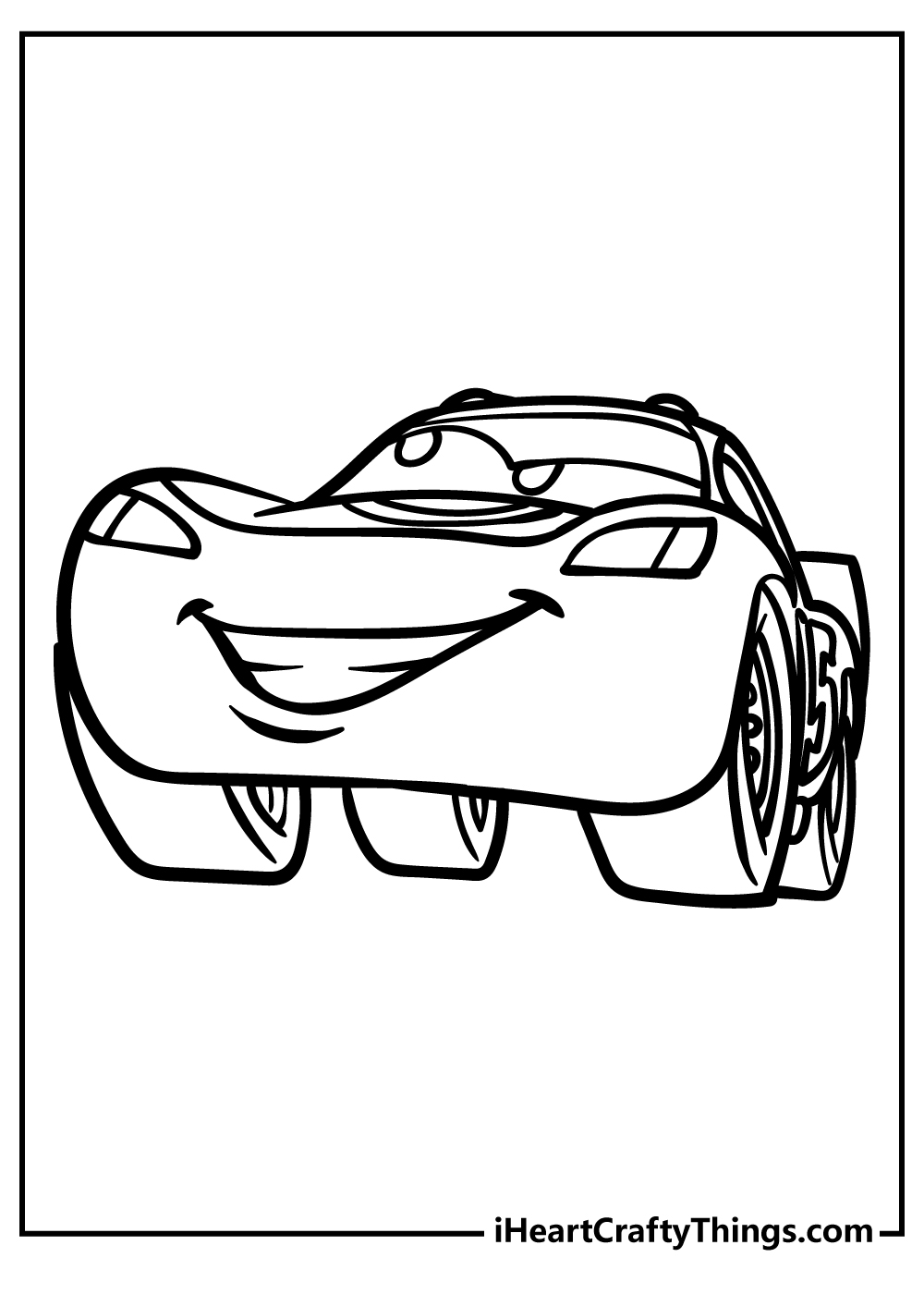 Free printable poster for kids featuring racing car Lightning McQueen from below