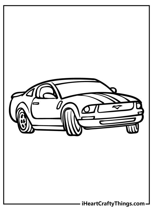 Race car printable pdf featuring simple design vehicle with some verticle strips at the front