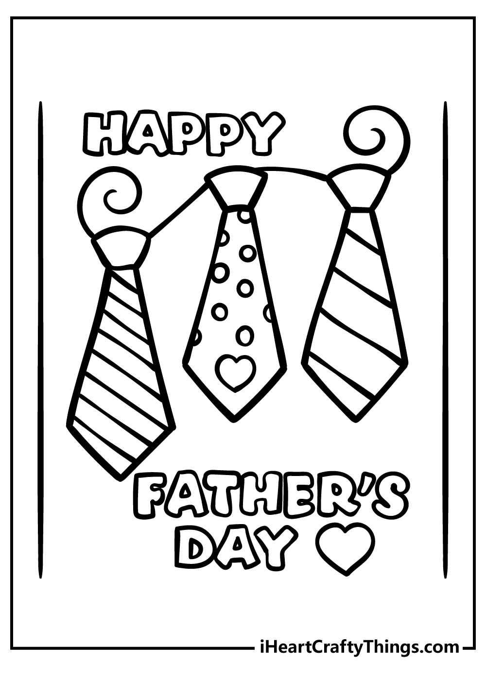 Father's Day coloring page with three ties free printable