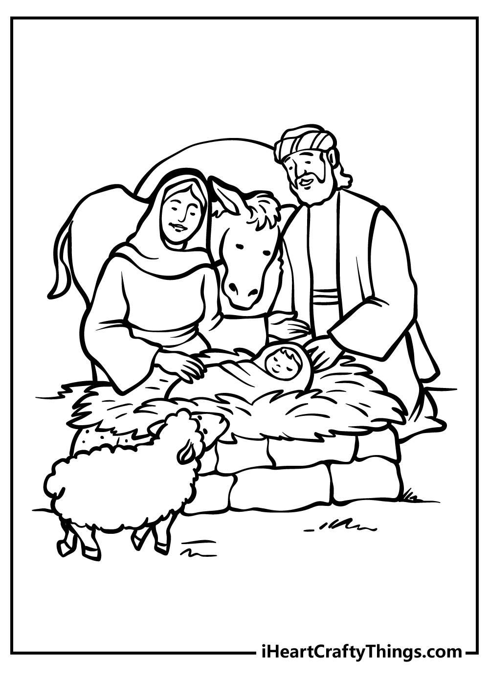 baby jesus in the stable coloring pages