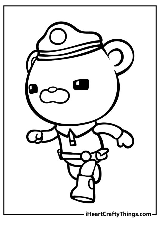 Octonauts-themed printable drawing of a Captain Barnacles looking quite serious while walking