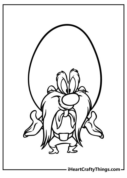 Free printable pdf presenting Looney Tunes character Yosemite Sam with blank background