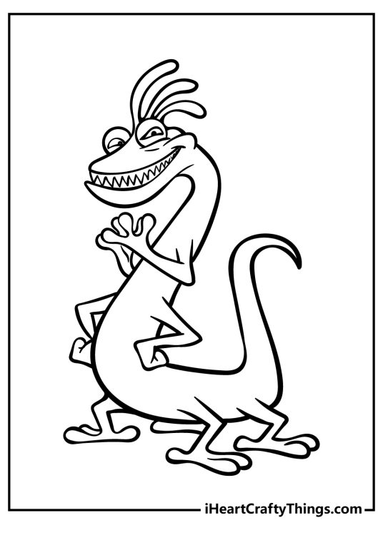 Monsters Inc coloring sheet featuring lizard-like monster Randall with empty background behind him