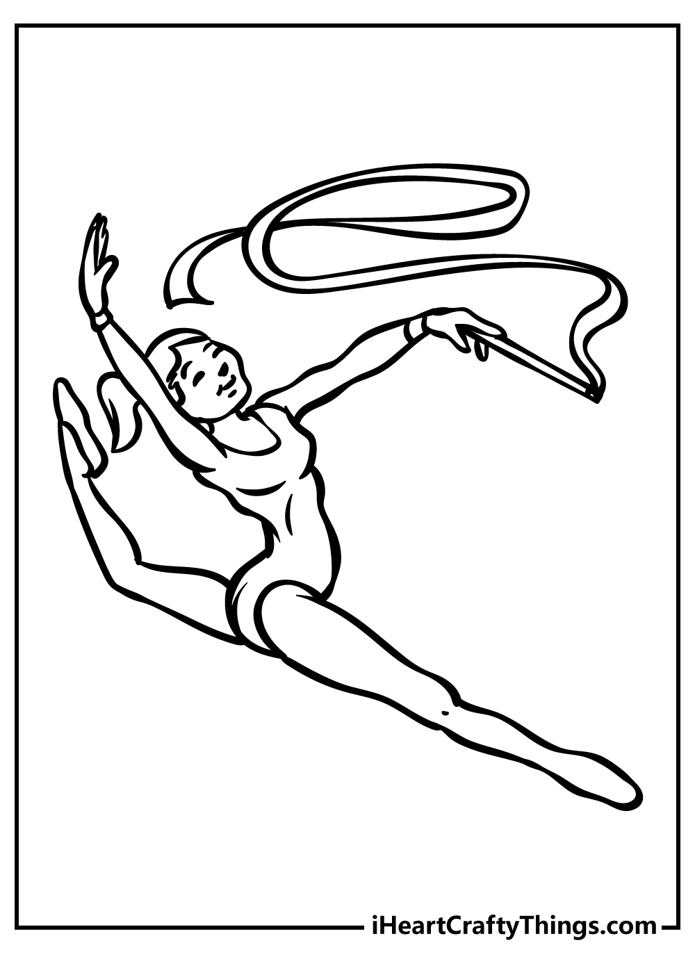 Gymnastics-themed poster featuring girl gymnast performing some twirling with the ribbon while doing a split