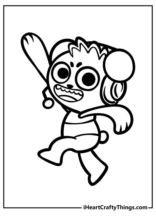 Ryan-themed printable coloring picture presenting video game character Combo Panda