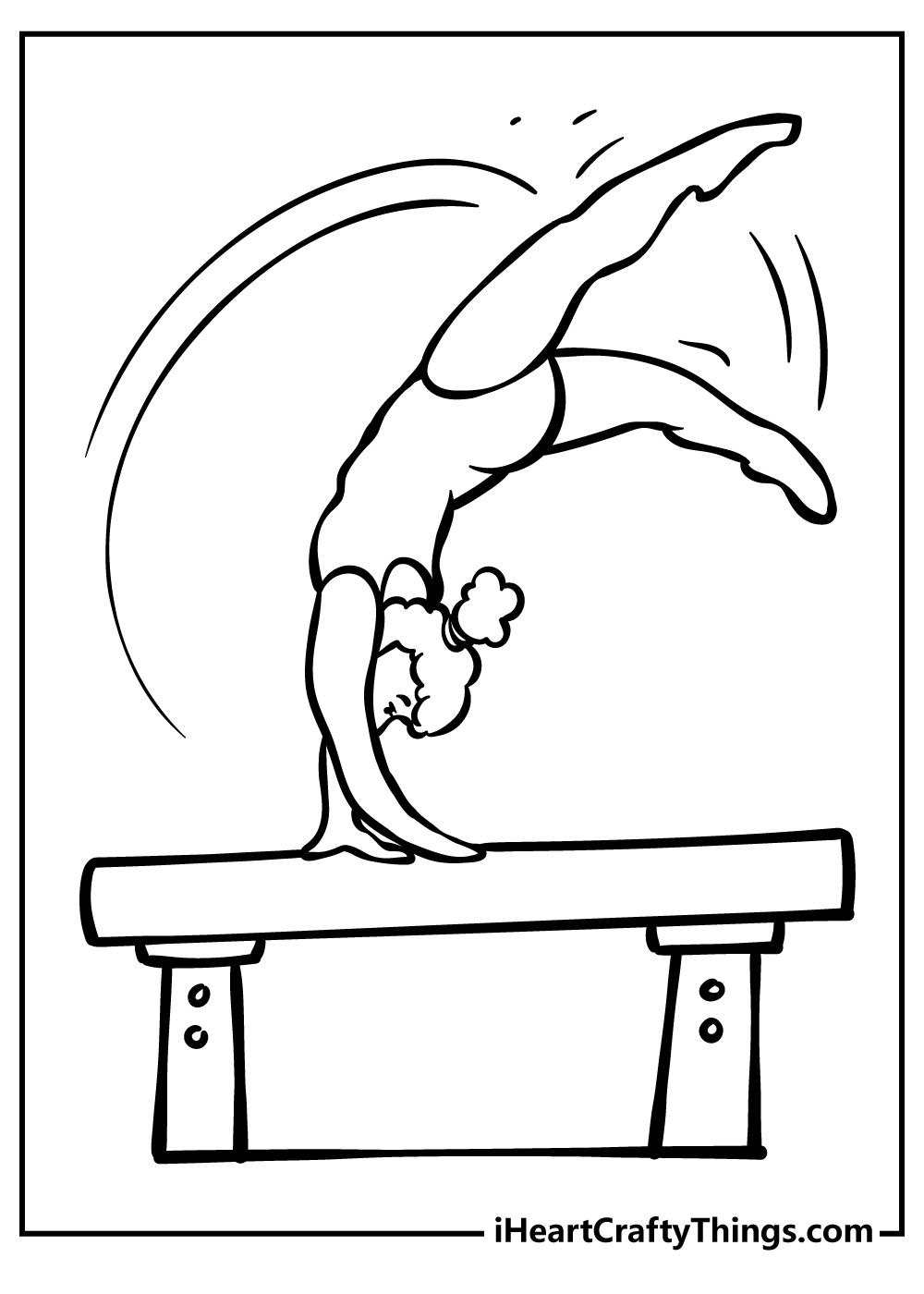 Gymnastics image of a girl gymnast standing on her hands while she swings her legs over