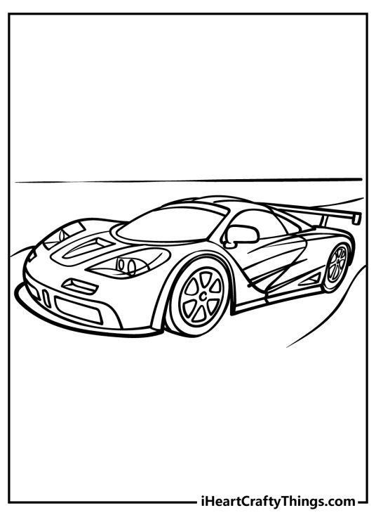 Printable pdf presenting detailed drawing of a cool race care with backround left blank