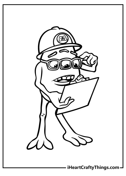 Coloring page depicting cool and unique design character Jeff Fungus from Monsters Inc