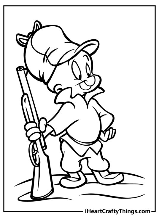 Free picture for children featuring Looney Tunes character hunter Elmer Fudd posing with his rifle