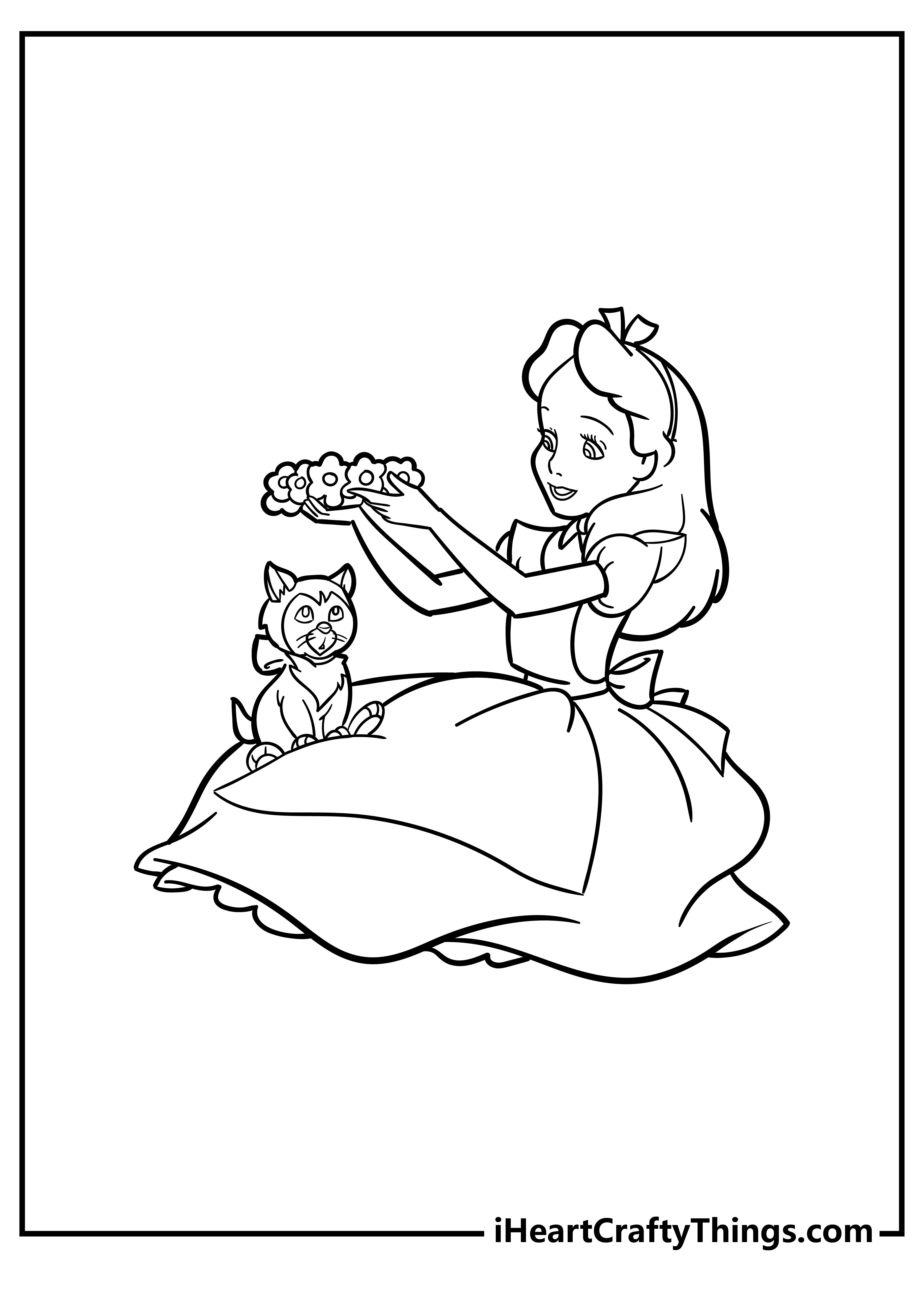 Alice In Wonderland Coloring with a cute cat