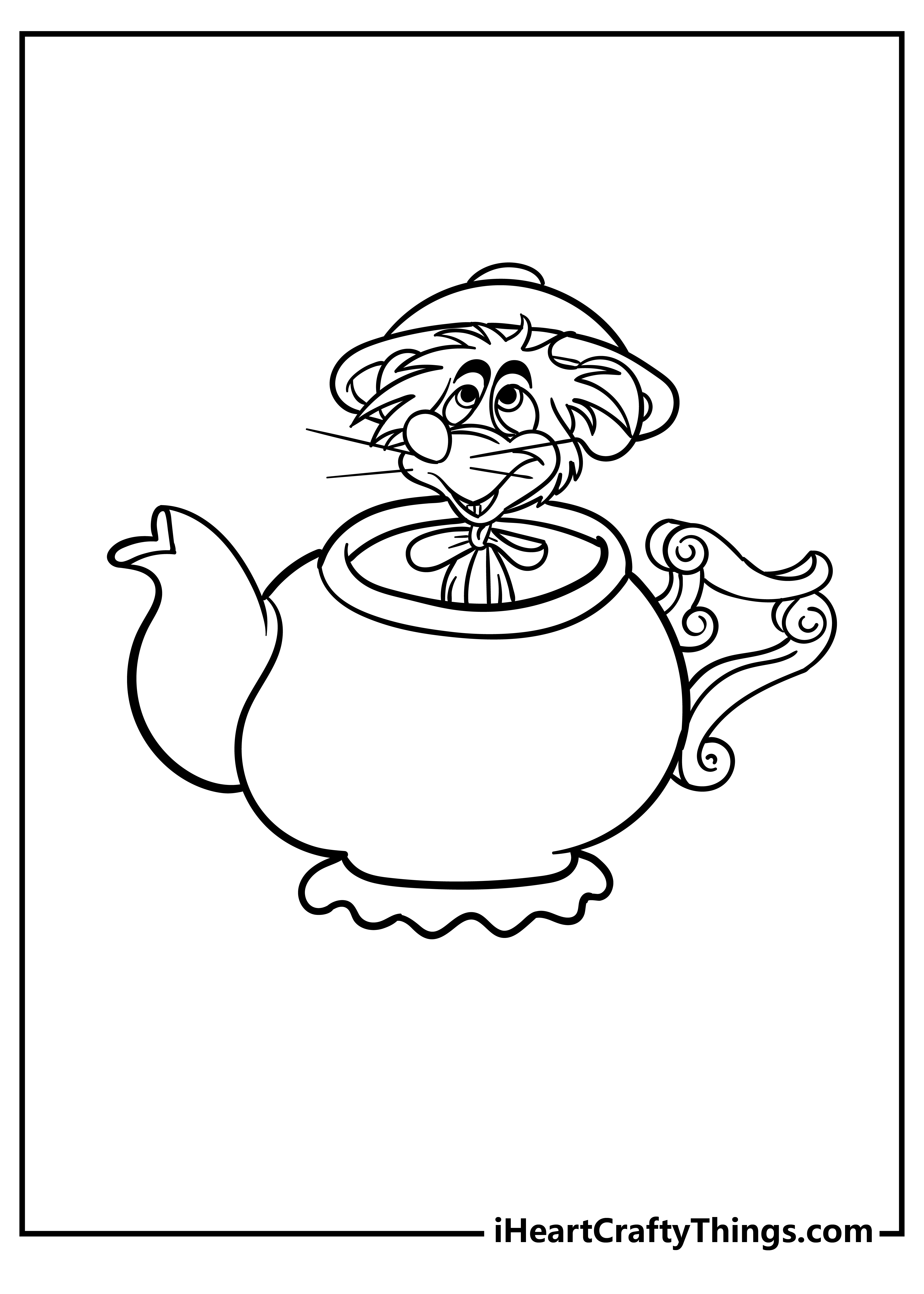 Dormouse popping out of a teapot