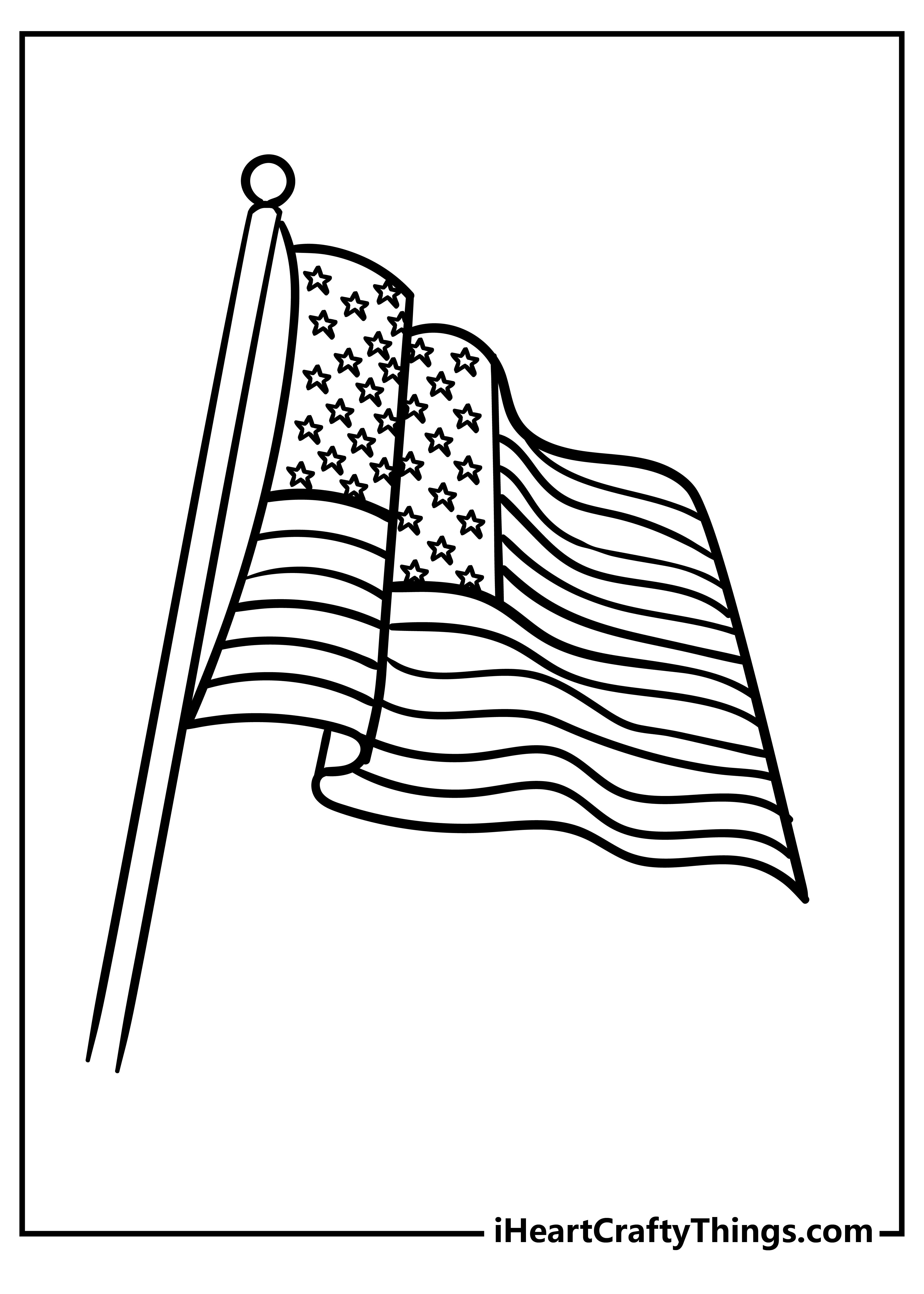 Waving American Flag Coloring Page   American Flag Coloring Page 10 