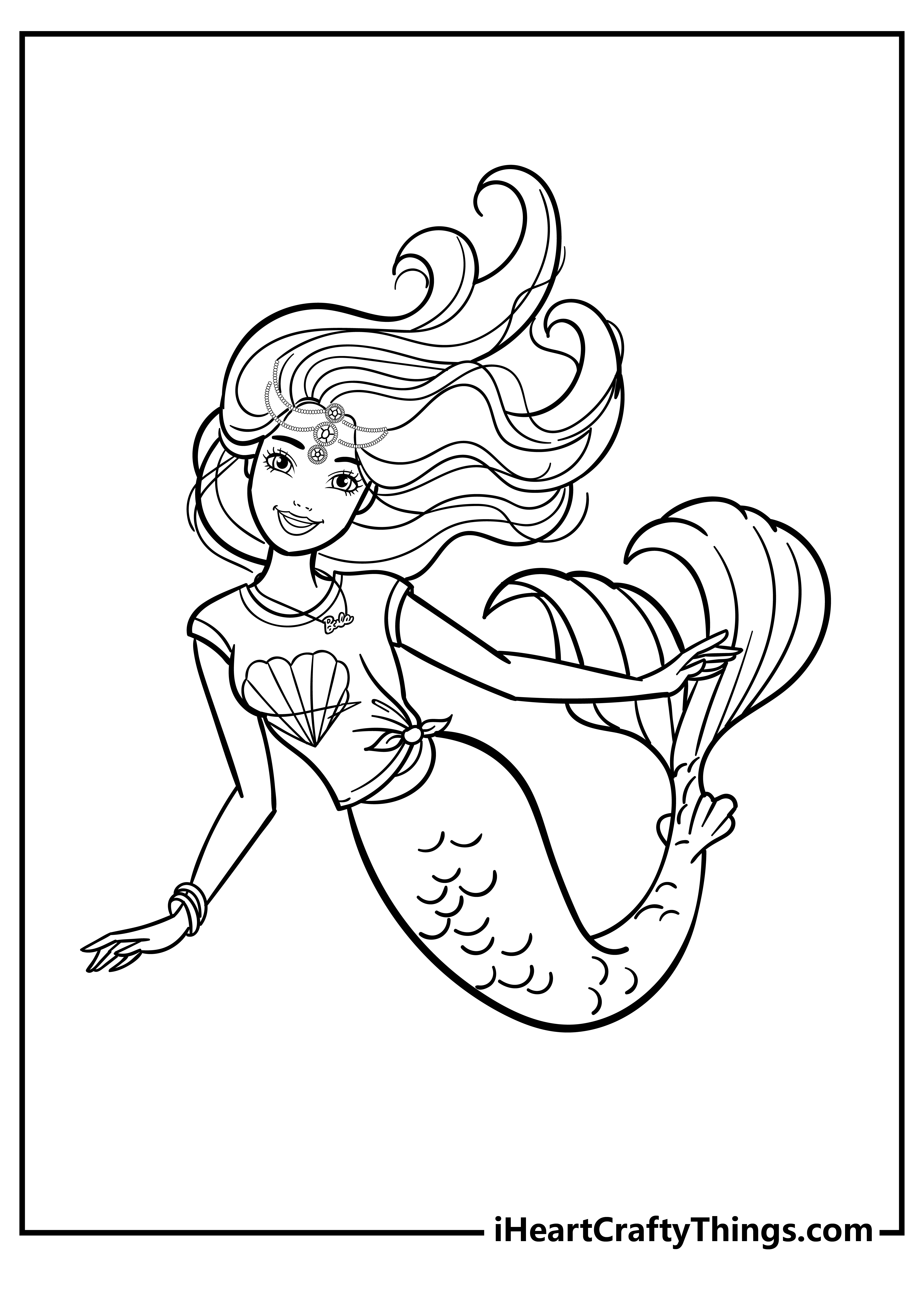 Barbie Mermaid Coloring Sheet for children free download