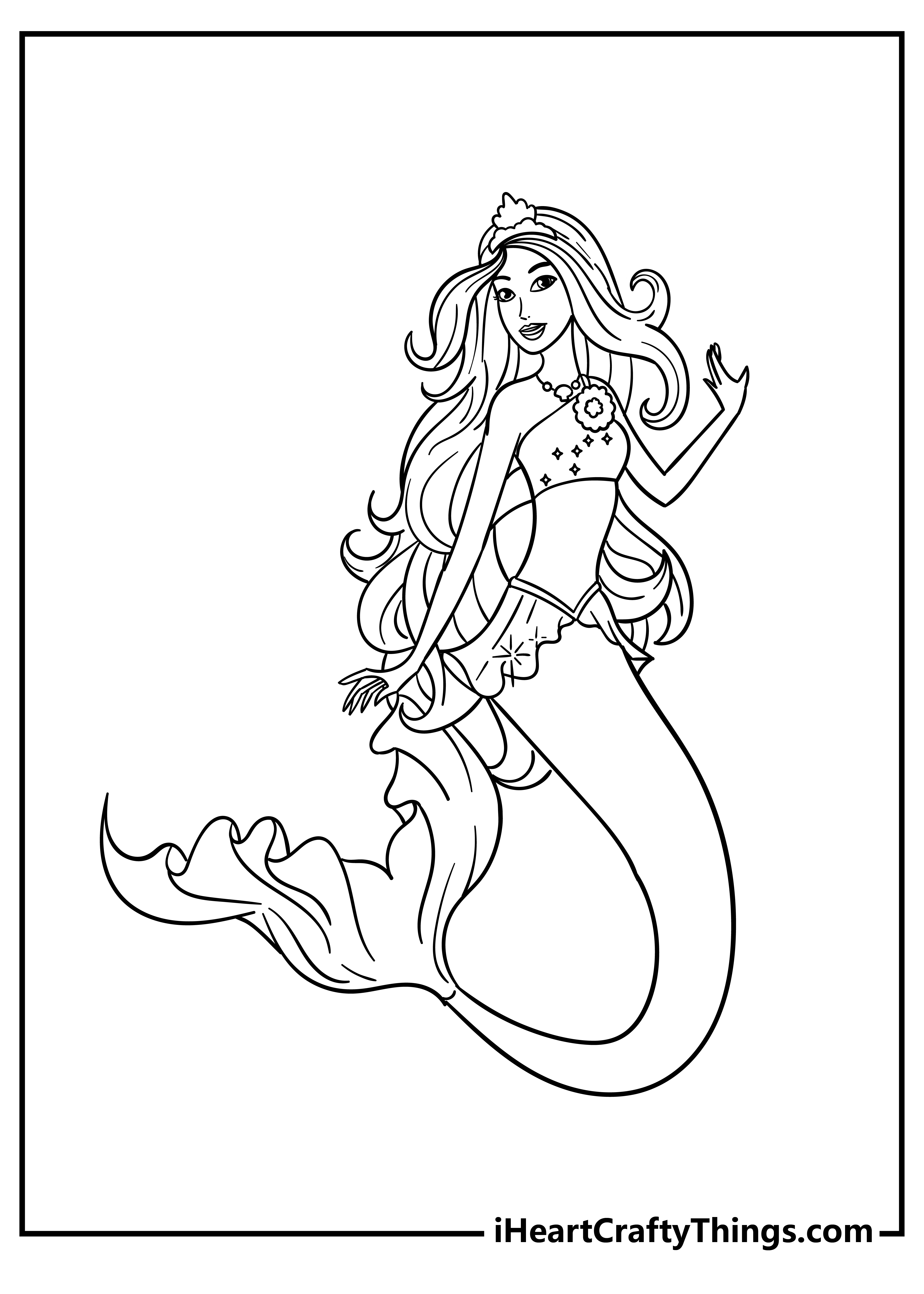 Barbie Mermaid Coloring Original Sheet for children free download