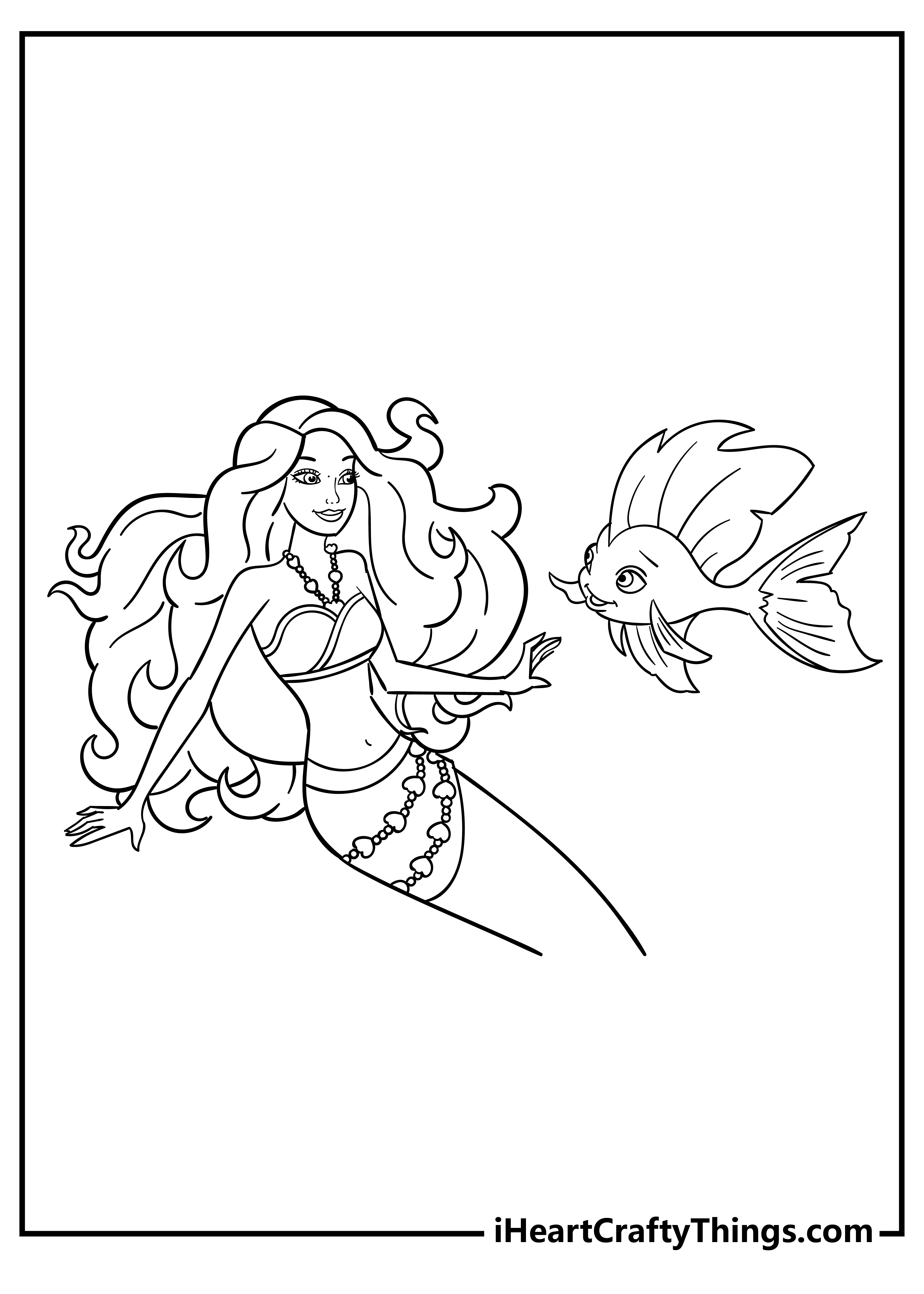 Barbie Mermaid Coloring Original Sheet for children free download