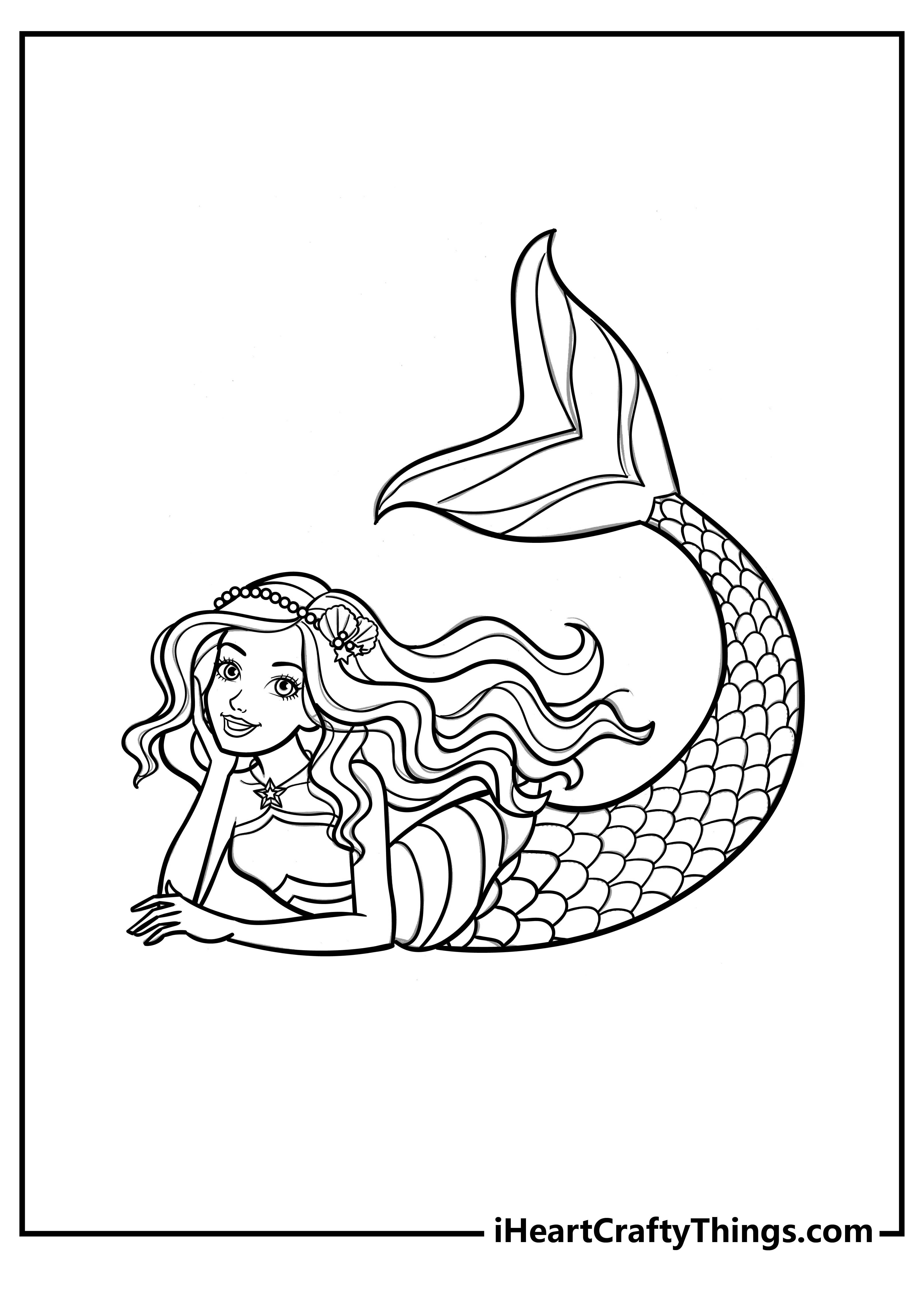 Barbie Mermaid Coloring Pages for adults free printable