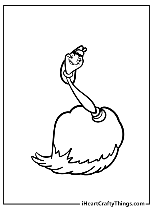 Coloring picture for kids featuring feather-duster Fifi from Beauty and the Beast
