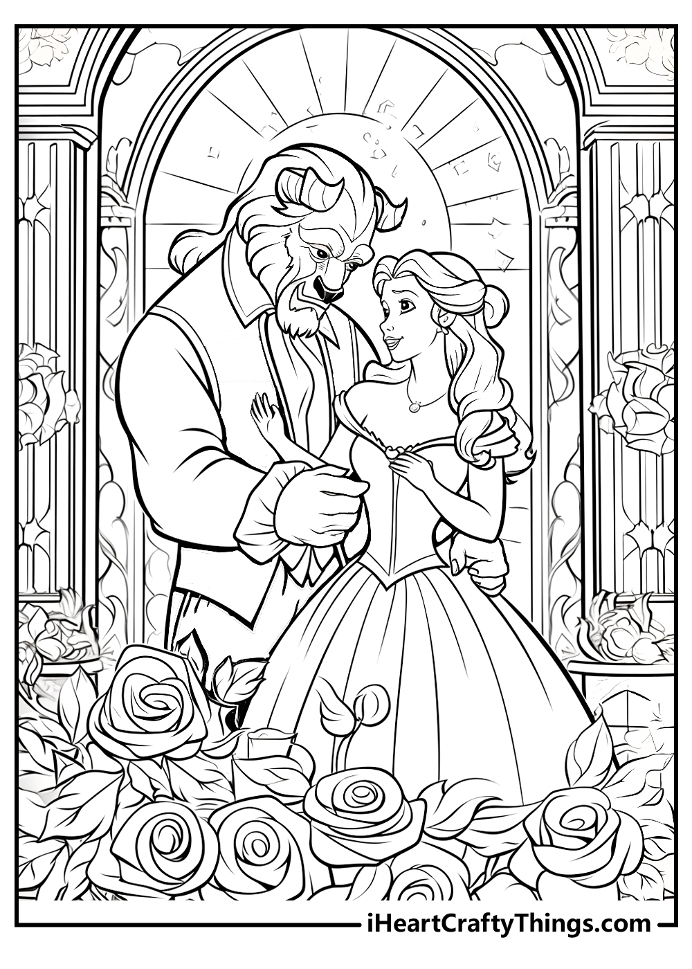 realistic beauty and the beast coloring pages