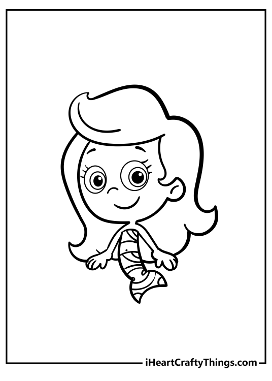 Bubble Guppies coloring printable for kids presenting Molly drawn in a simple style