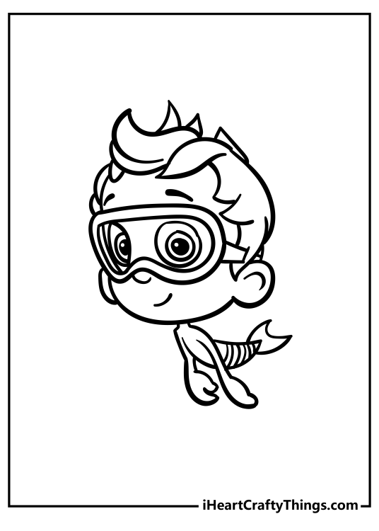 Bubble Guppies coloring pdf featuring character Nonny wearing his signature goggles