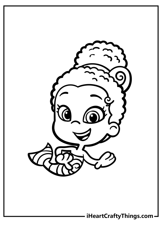 FreeBubble Guppies printable of a happy Zooli swimming with arms extended forward