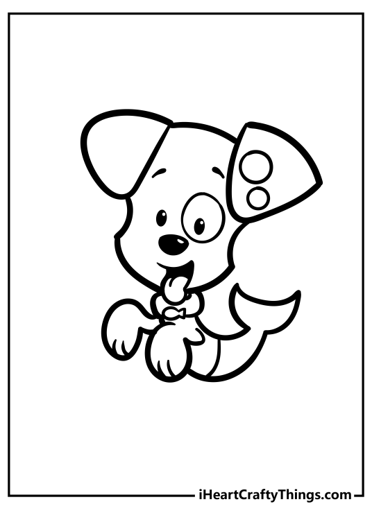 Bubble Guppies printable for children featuring joyful doggy character Bubble Puppy
