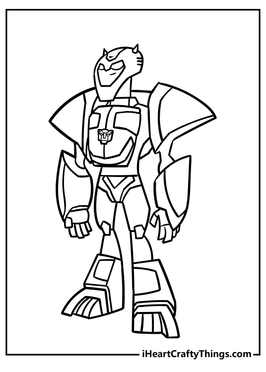 Free printable coloring poster presenting cartoon-inspired depiction of Bumblebee