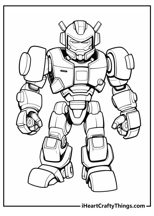 Coloring picture of a Bumblebee wearing his signature armor and standing ready for action