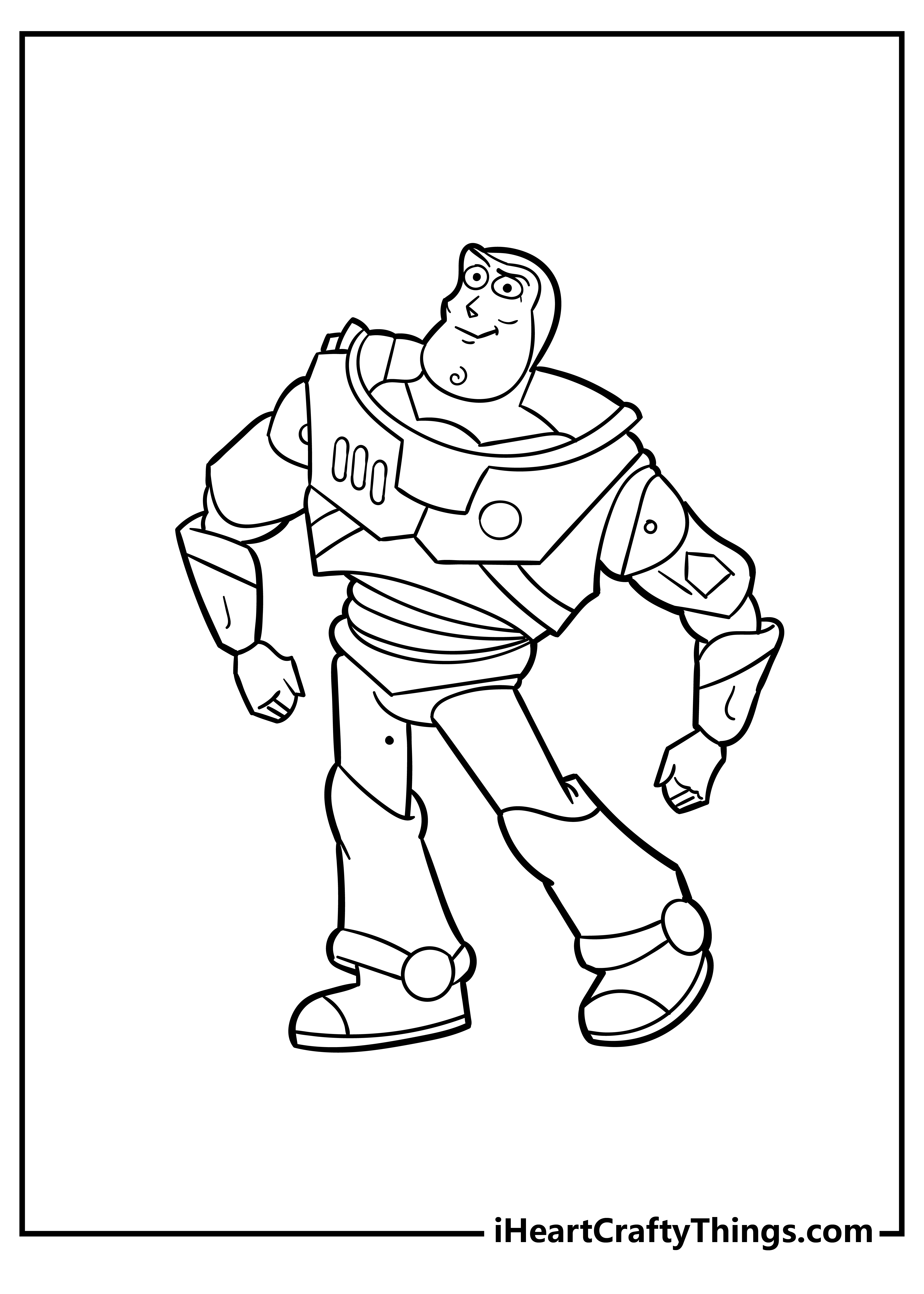 Detailed Buzz Lightyear cartoon poster featuring Buzz looking up with arms spread widely