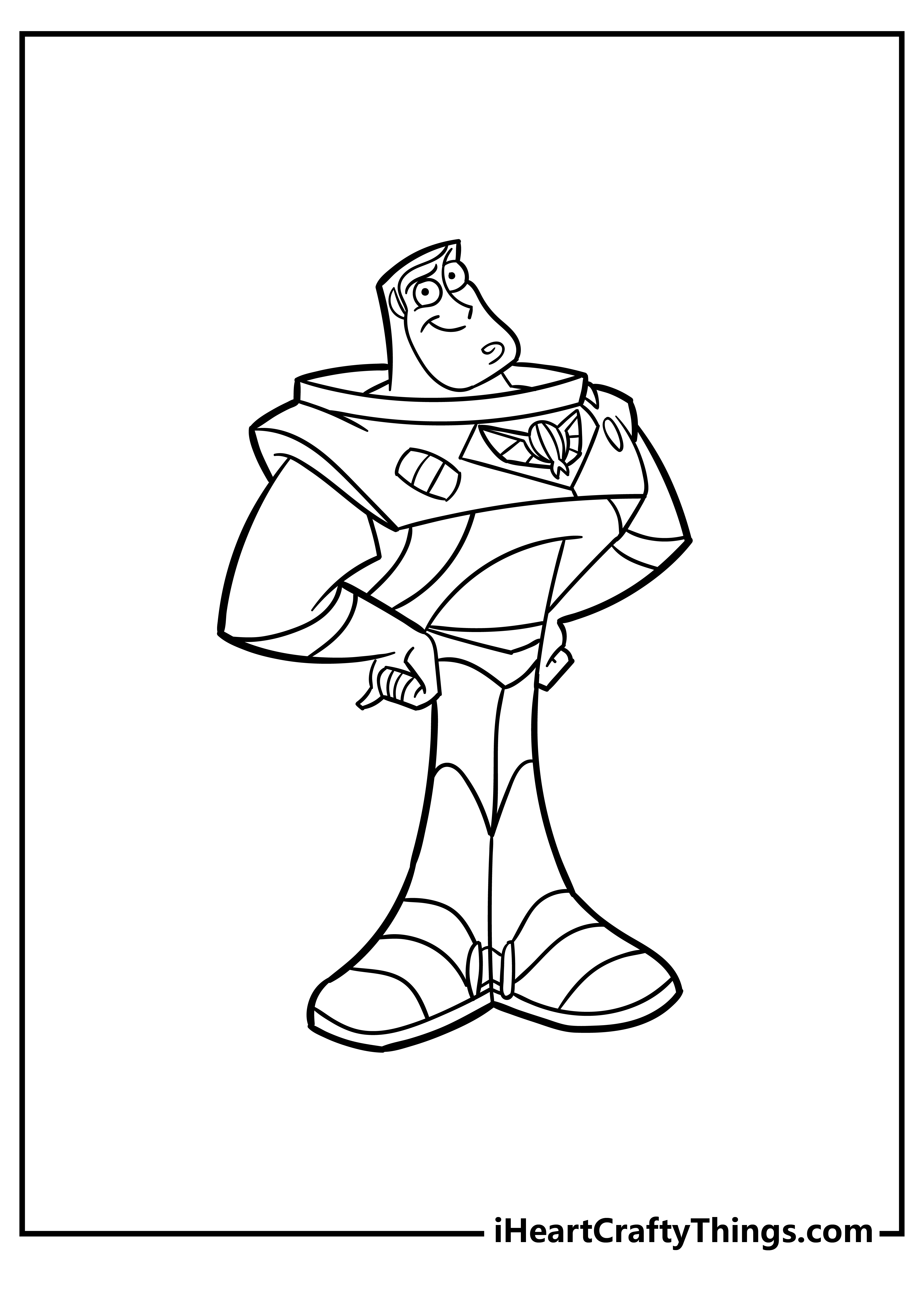 Buzz Lightyear cartoon-themed image featuring smiling Buzz posing with hands on his hips