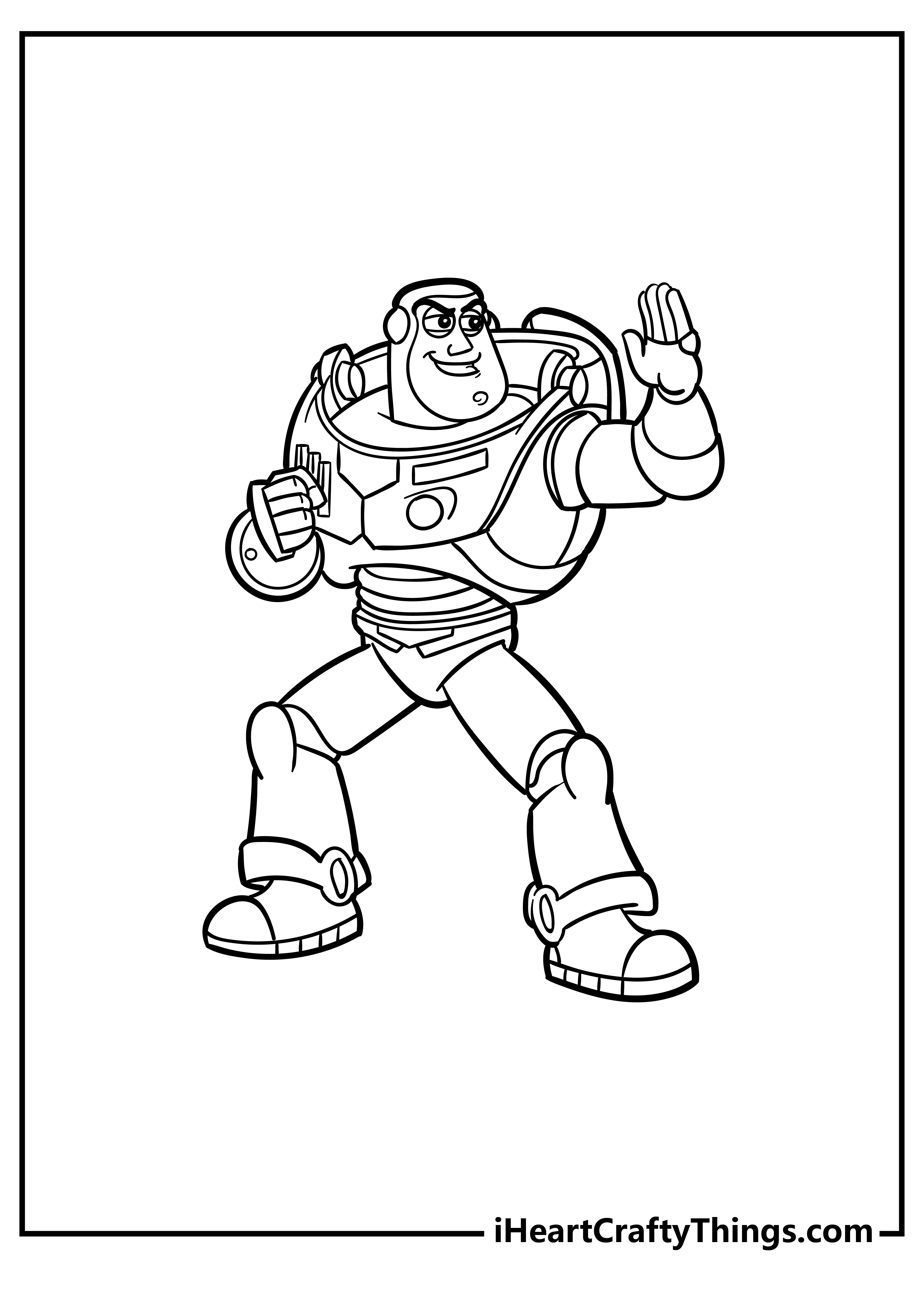 Buzz Lightyear cartoon printable featuring Buzz demonstrating his fighting skills