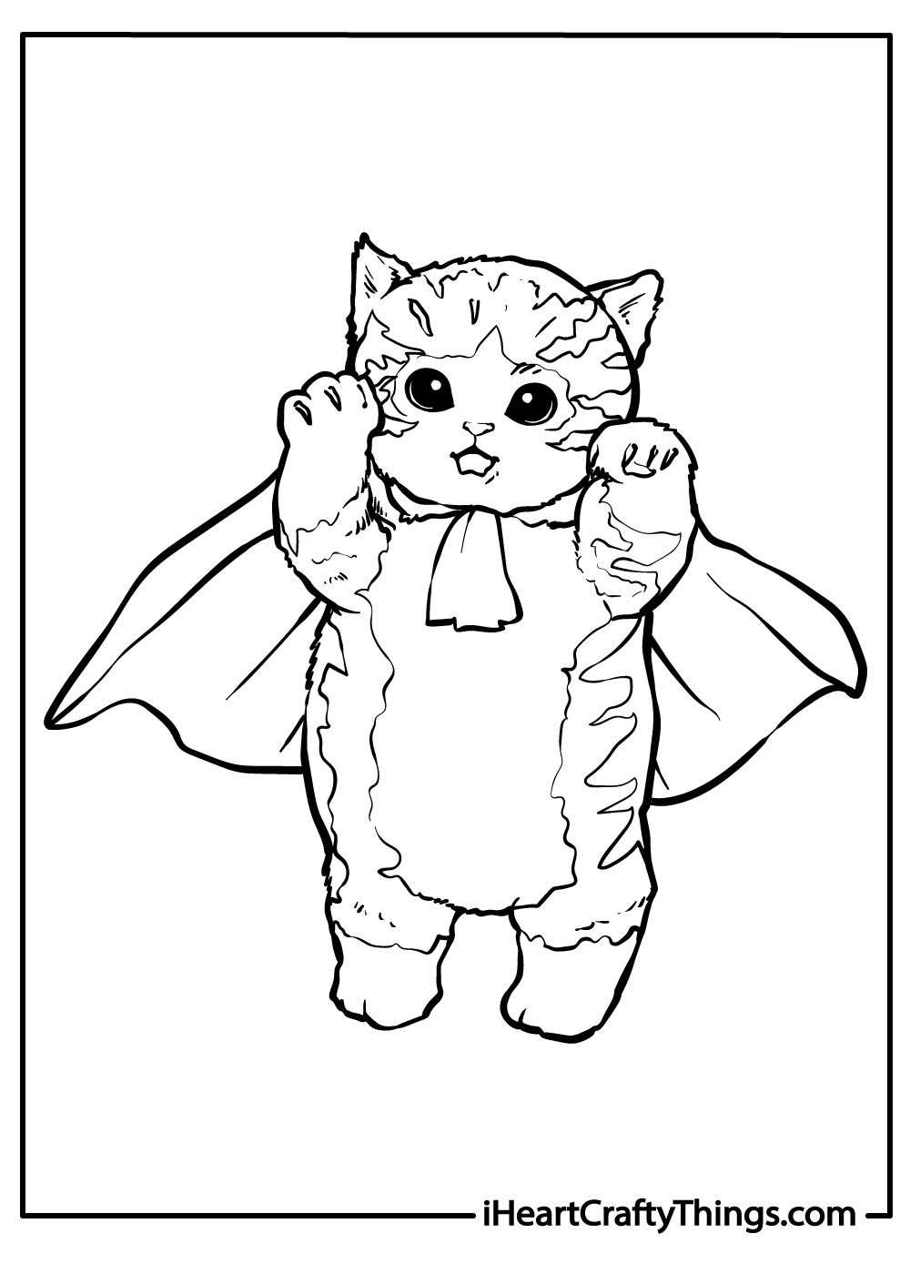 black and white coloring page of a cat