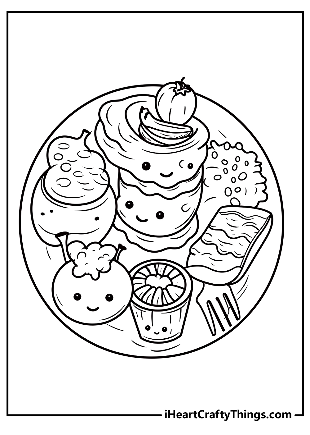 Cute Food Coloring Pages (100% Free Printables)